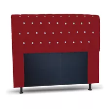 Cabeceira Lady Strass Cama Box Casal 140 Cm Suede Vermelho