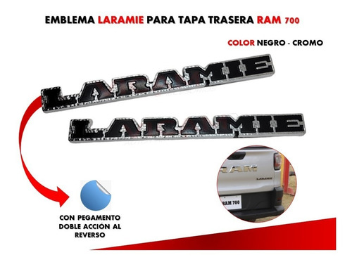 Emblema Para Cajuela Dodge Ram 700 Laramie 19-21 Negro/crom Foto 2