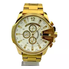 Reloj Masculino Diesel Dorado/branco À Prueba Dágua Con Caja