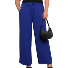 Calça Pantalona Feminina Perna Larga Cintura Elastica