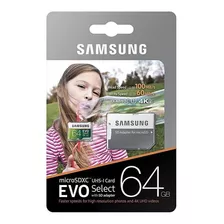 Memoria Micro Sd-xc Samsung Evo Select 64gb Clase 10 U3 4k