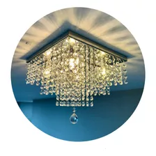 Lustre De Cristal Legítimo 30x30 Sala De Jantar/estar + Led Cor Branco Quente 110v/220v