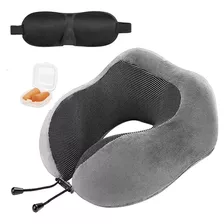 Almohada Memory Cuello + Antifaz + Tapa Oídos Viajes Puramas