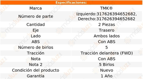 2- Mazas Traseras Altima 6 Cil 3.5l 2002/2006 Tmk Foto 2