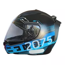 Capacete Nº58 Sky Two Sorah Preto Fosco Transfer Azul Gjb