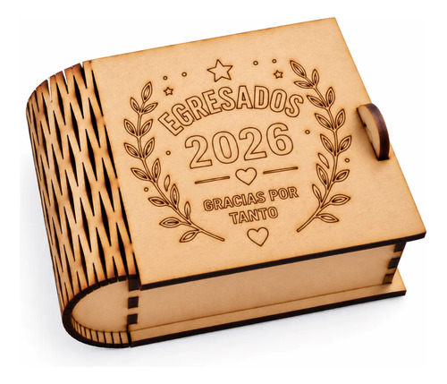 Caja Mdf Cumple Selva Bosque Leon Recuerdo Souvenir X5 Marrón Claro