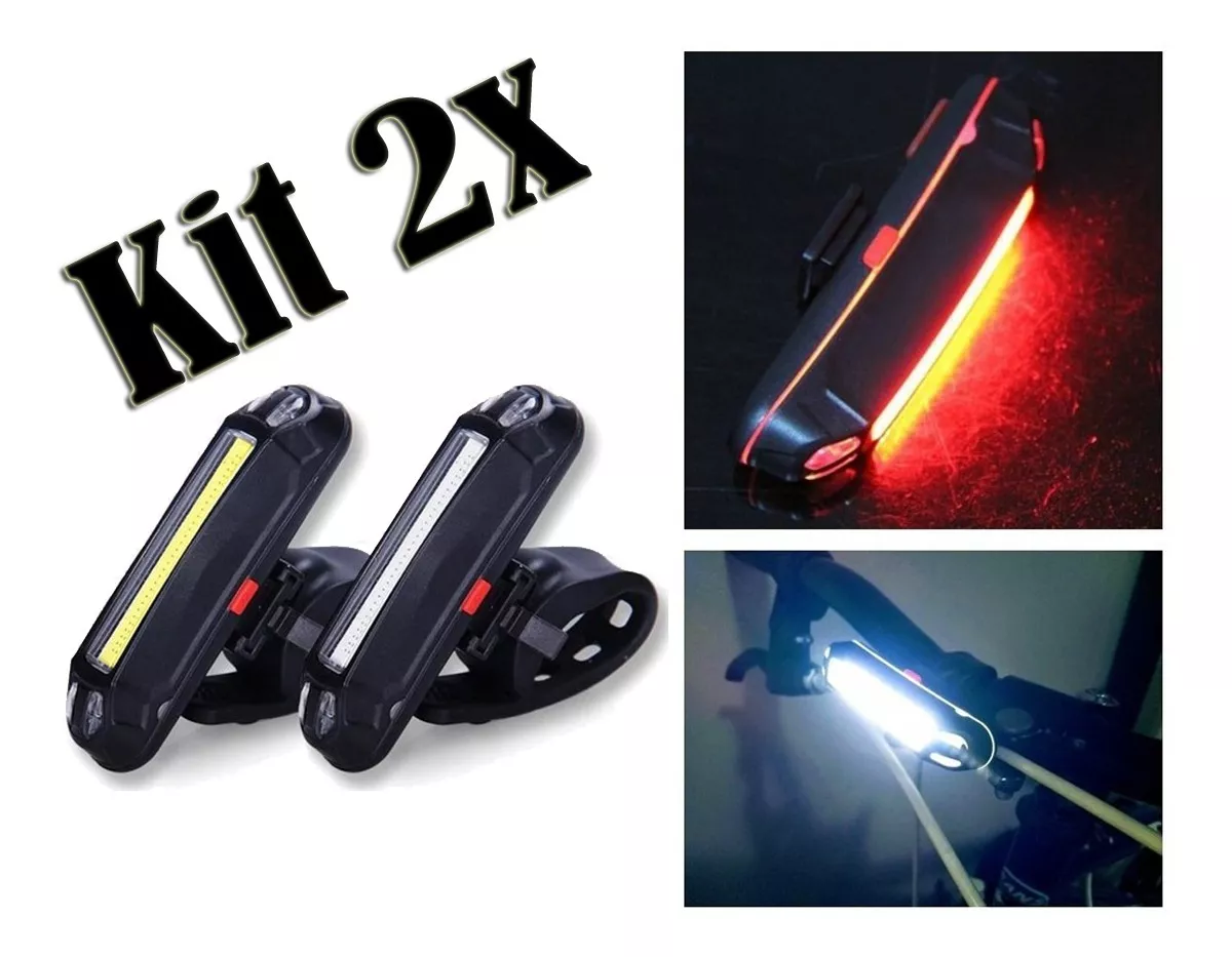 Kit 2x Lanterna Bike Sinalizador Traseiro Farol Recarregavel