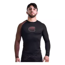 Rash Guard Koral Kombat Manga Longa Preto E Marrom