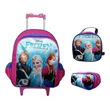 Frozen Mochila Rodinhas Lancheira Estojo Escolar Infantil