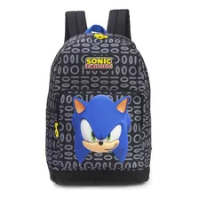 Mochila Escolar De Costas Reforçada Sonic Pt Cor Preto