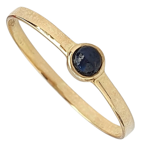 Anel Solitário De Safira Azul De Ouro 18k 750 Amarelo 16