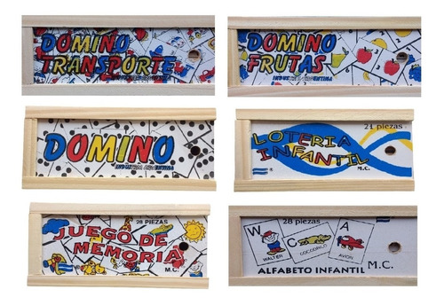 10 Domino De Madera, Memoria, Alfabeto, Loteria Infantil
