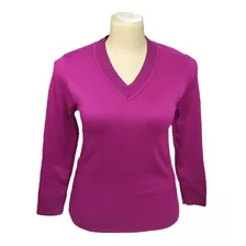 Blusa Feminina Suéter Decote V Plus Size Trico Tricot