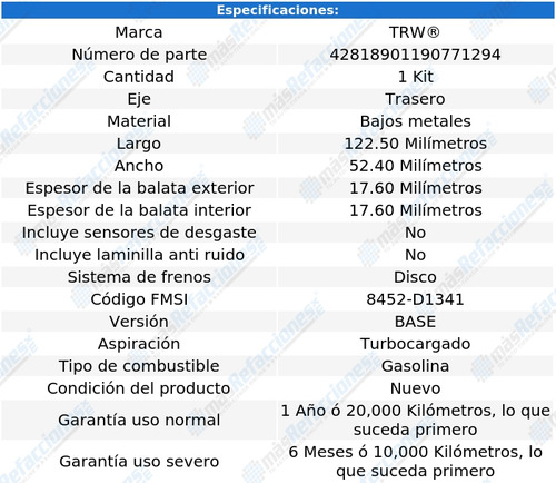 Balata Trasera Low Trw Mercedes Benz C180 2013 Foto 3