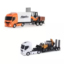 Carreta Iveco Retroescavadeira + Caminhão Com Empilhadeira