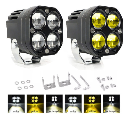 Par Faros De Lupa Led Luz Cinco Color De Auto Moto 32000 Lm Foto 2