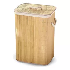 Cesto Roupas Multiuso Bambu Rustico Retangular 60 Litros