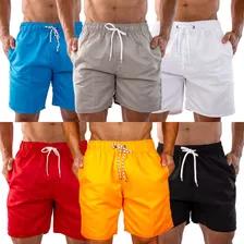 Kit 6 Shorts Masculino Mauricinho Tactel Moda Praia Piscina