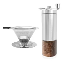 Kit Coador De Café Pour Over Inox Tam. 102 + Moedor De Grãos