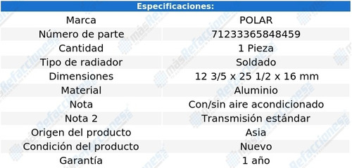 Radiador Soldado Tsuru L4 1.6l Std 91-17 Polar Foto 2