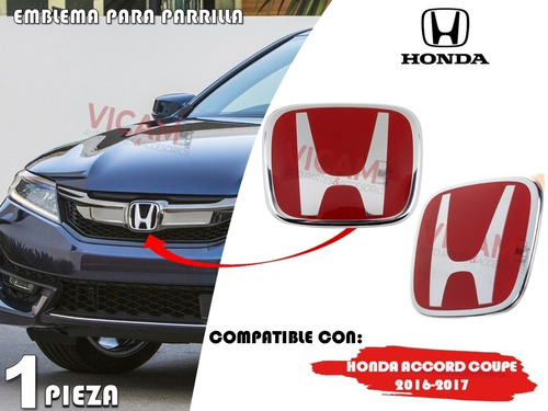 Emblema Para Parrilla Honda Accord 2p 2016-2017 Rojo Foto 2