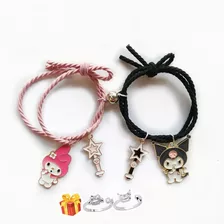 Pulseras Imán Melody+kuromi Magnéticas Para Parejas Y Amigos