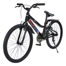 Bicicleta Paseo Bmx Infantil Bipokids R24 2024 1v Frenos V-brakes Color Negro/rojo/azul Con Pie De Apoyo 