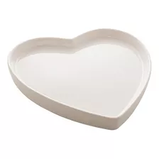 Porta Anéis Cerâmica Heart Branco 13x12,5x1,5cm