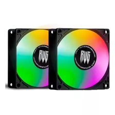 Kit 2 Cooler Fan Rgb 80mm Pc Gamer Ventoinha Cpu Silencioso