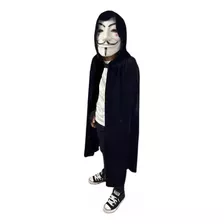 Capa + Mascara Anonymous Hacker Disfraz Halloween Niñ@