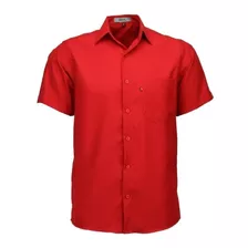 Camisa Social Masculina Manga Curta Com Bolso Botao Uniforme