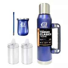 Combo Termo + Mate Y Bombilla Acero Inoxidable 1.3 Lusqtoff