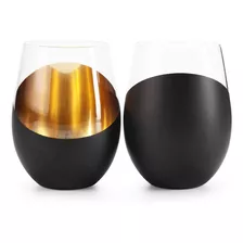 Mygift Vasos De Vino Modernos Con Diseño Inclinado Negro Mat