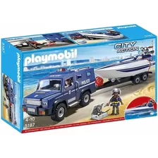 Coche Policía Con Lancha - Playmobil Febo