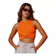 Cropped Regata Com Torção Riu Kiu Laranja 10635