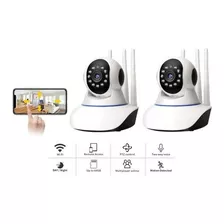 Pack X2 Camaras Ip Wifi Hd Vision Nocturna 360° Blanco