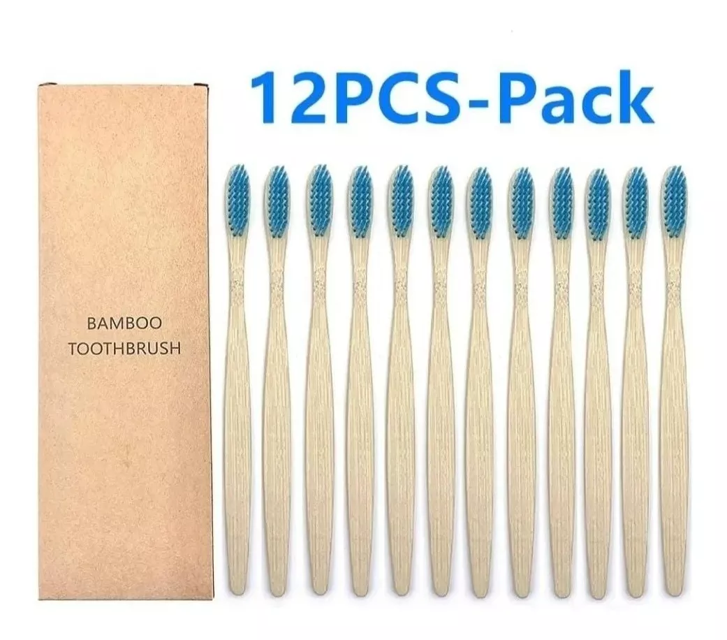 Escovas De Dente Ecológica Cabo Bambu Pack C/ 12 Coloridas