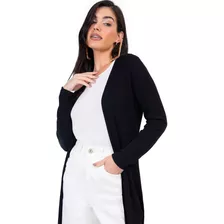 Cardigan Preto Canelado Rovitex