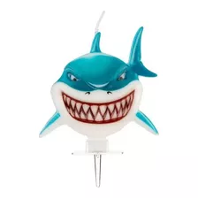 Vela De Aniversario Festa Tubarão Azul 3d Tubarão Shark