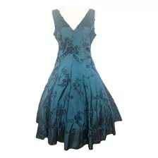 Espectacular Vestido Inglés Marca Monsoon Taffeta Seda