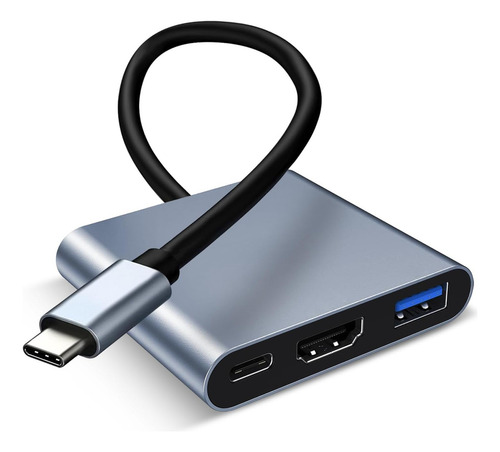 Adaptador Usb C A Hdmi, 3 En 1 Adaptador Tipo C Multipuerto Usb C Hub Con Puerto De Salida Hdmi 4k, Puerto Usb 3.0 Y Puerto De 100w Carga Pd, Compatible Con Macbook Pro/macbook Air/matebook/galaxy