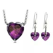 Arete De Cristal Corazón Jewelry Set, 18''