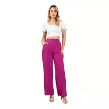 Calça Feminina Social Alfaitaria Pantalona Wide Leg