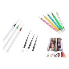 10 Articulos Deco Uñas 3 Pinceles 5 Dotting 2 Cintas Ydnis