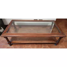 Mesa Ratona De Estilo Doble Plano Tapa De Vidrio