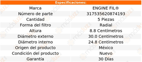 Paq 5 Filtros De Aire Silverado V8 5.7l 95/98 Engine Fil Foto 2