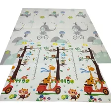 Tapete Infantil 200x150 Dobrável Emborrachado Estampa Bebê Cor Girafinha/elefantinho