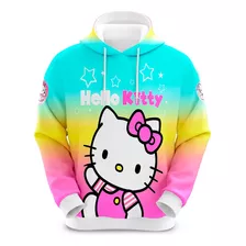 Blusa De Moletom Full Estampado Boneca Hello Kitty Gata Fofa