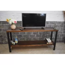 Rack Mesa Tv Hierro Madera Estilo Industrial 130x40 