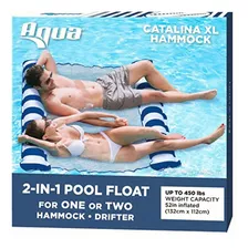 Aqua Catalina Inflatable Hammock, 2 Person Pool Float, Navy